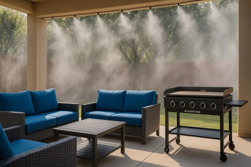 Covered patio misting system