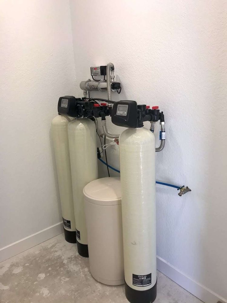 Triple tank water softener installed by Lawson